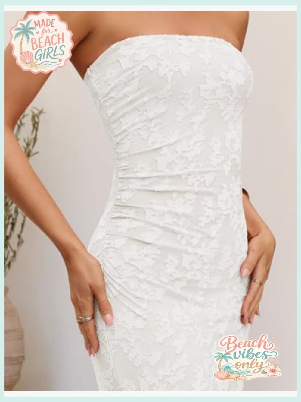 Strapless Floral Maxi Dress Bodycon Side Slit Mesh Formal Party - Picture 6 of 7